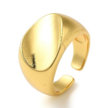 Rack Plating Brass Open Cuff Rings for Women, Twist Oval, Real 18K Gold Plated, Inner Diameter: 18.2mm
