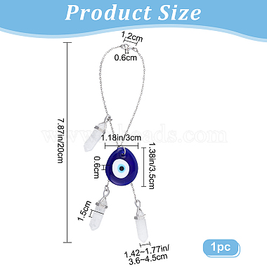 Teardrop with Evil Eye Glass Pendant Decorations(HJEW-AB00018)-2