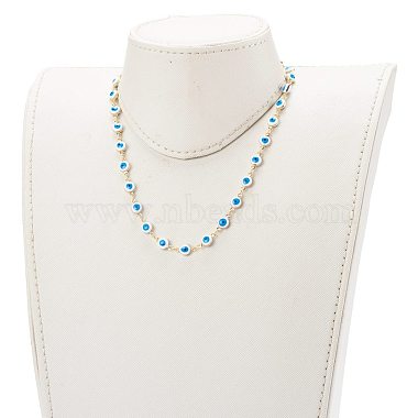 Bracelets et colliers chaîne à maillons mauvais œil en laiton émaillé ensembles de bijoux(SJEW-JS01191)-3