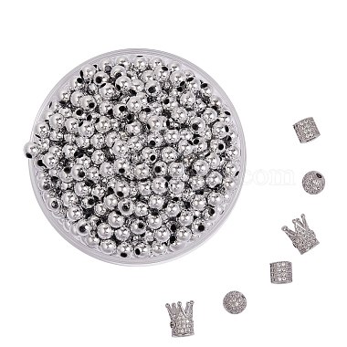 6pcs 3 styles de perles en laiton micro pavé de zircone cubique(ZIRC-SZ0001-17)-6