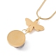 Natural Quartz Bee with Flat Round Pendant Necklace with 304 Stainless Steel Snake Chain(NJEW-K244-13G)-2