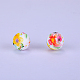 Printed Round with Flower Pattern Silicone Focal Beads(SI-JX0056A-166)-1
