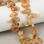 Heated Natural Citrine Beads Strands, Nuggets, Top Drilled, with Seed Beads, 11~23x5~8x3~6mm, Hole: 0.9mm, about 52~60pcs/strand, 14.57~15.75''(37~40cm)(G-L657-F01-01)