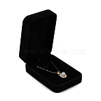 Rectangle Velvet Jewelry Pendant Storage Box, Jewerly Gift Case for Pendant Necklaces, Black, 10x7x3.5cm(PW-WG47683-01)
