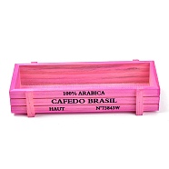 Wooden Plant Box & Storage Box, Rectangle with Word, Pink, 21.3x7.2x4.5cm(CON-M002-01E)