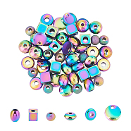 Unicraftale Vacuum Plating 304 Stainless Steel Spacer Beads, Mixed Shapes, Rainbow Color, 6x5mm, Hole: 2mm, 60pcs/box(STAS-UN0019-75M)