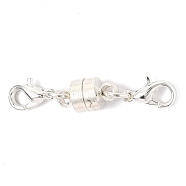 Brass Magnetic Clasps Converter, with Lobster Claw Clasps, Column, Silver, 33x6mm(KK-O134-02S)