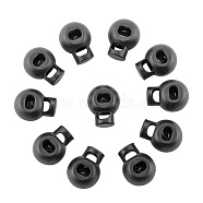 1-Hole Dyed Iron Spring Loaded Eco-Friendly Plastic Round Buckle Cord Toggle Lock Beans Stoppers for Sportwear Luggage Backpack Straps, Survival Bracelet Clasps, Black, 18x15x13mm, Hole: 6x3.5mm(FIND-E004-60B-15mm)