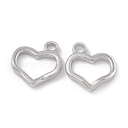 Non-Tarnish 304 Stainless Steel Pendants, Heart Charm, Stainless Steel Color, 19x17.5x2mm, Hole: 3mm(STAS-B031-14P)