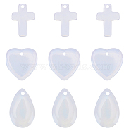 Opalite Pendants, with Iron and Brass Findings, Mixed Shapes, 30pcs/box(G-FH0001-07)