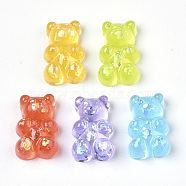 Transparent Epoxy Resin Cabochons, with Sequins, Hologram Cabochons, Bear, Mixed Color, 17x11x6~7mm(CRES-N025-04)