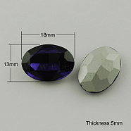Glass Pointed Back Rhinestone, Back Plated, Faceted, Oval, Midnight Blue, 13x18x5mm(RGLA-Q012-10)