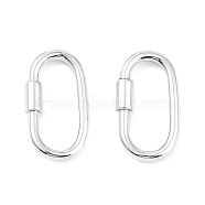 925 Sterling Silver Locking Carabiner Clasps, Oval, Silver, 15x8.5x1.5mm(STER-K173-20S)