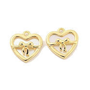 Brass Pave Shell Heart with Bowknot Charms, Golden, 12.5x12x3.5mm, Hole: 1.2mm(KK-Z044-03G)