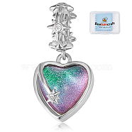 1Pc 925 Sterling Silver Pave Clear Cubic Zirconia European Dangle Charms, with Glass, Large Hole Pendants, Heart, with 2Pcs Suede Fabric Square Silver Polishing Cloth, Platinum, 18mm, Heart: 10x9x4.5mm, Hole: 4.8mm(FIND-BBC0002-86)