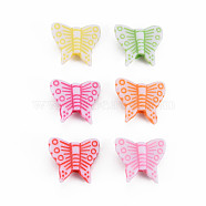 Craft Style Opaque Acrylic Beads, Butterfly, Mixed Color, 13.5x15x5mm, Hole: 1.5mm, about 1290pcs/500g(MACR-T036-18)