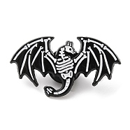 Halloween Skeleton Enamel Pins, Electrophoresis Black Alloy Badge for Backpack Clothes, Dinosaur, 19.5x35x1.5mm(JEWB-G023-02A)