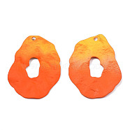 Spray Painted Iron Pendants, Nuggets, Dark Orange, 44x34x4mm, Hole: 1.5mm(IFIN-N008-030C)