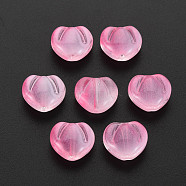Two Tone Transparent Spray Painted Glass Beads, Heart, Pink, 10.5x12x6.5mm, Hole: 1mm(GLAA-T022-24-C06)