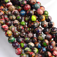 Dyed Natural Imperial Jasper Round Bead Strands, Colorful, 6mm, Hole: 1mm, about 68pcs/strand, 16 inch(G-M274-06-6mm)