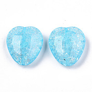 Transparent Crackle Acrylic Beads, Heart, Light Sky Blue, 24x22x10mm, Hole: 1.4mm, about 168pcs/500g(CACR-N003-40A)