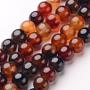 Natural Agate Beads Strands, Round, Dyed & Heated, Chocolate, 8mm, Hole: 1mm, about 48pcs/strand, 14.1 inch(G-D845-02-8mm)