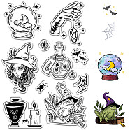 Custom PVC Plastic Clear Stamps, for DIY Scrapbooking, Photo Album Decorative, Cards Making, Stamp Sheets, Film Frame, Witch, 160x110x3mm(DIY-WH0439-0152)