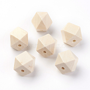 Unfinished Wood Beads, Natural Wooden Beads, Polygon, Navajo White, 20x18~20x18~20mm, Hole: 3.5mm, 100pcs/bag(WOOD-PH0009-35)