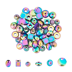 Unicraftale Vacuum Plating 304 Stainless Steel Spacer Beads, Mixed Shapes, Rainbow Color, 6x5mm, Hole: 2mm, 60pcs/box(STAS-UN0019-75M)