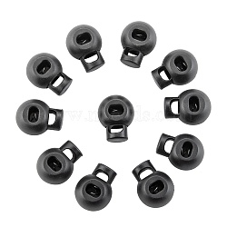 1-Hole Dyed Iron Spring Loaded Eco-Friendly Plastic Round Buckle Cord Toggle Lock Beans Stoppers for Sportwear Luggage Backpack Straps, Survival Bracelet Clasps, Black, 18x15x13mm, Hole: 6x3.5mm(FIND-E004-60B-15mm)