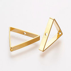 Brass Bead Frames, Triangle, Golden, 15.5x17x0.5mm, Hole: 0.6mm(X-KK-F695-03G)