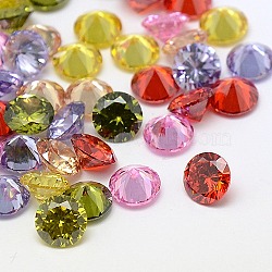 Cubic Zirconia Cabochons, Grade 3A, Faceted, Diamond, Mixed Color, 3x2mm(ZIRC-M002-3mm-3A)