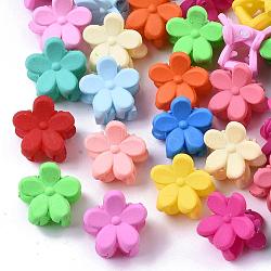 Kids Hair Accessories, Spray Painted Acrylic Claw Hair Clips, Flower, Mixed Color, 15x13mm(OHAR-S197-049)
