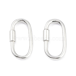 925 Sterling Silver Locking Carabiner Clasps, Quick Links, Oval, Silver, 15x8.5x1.5mm(STER-K173-20S)