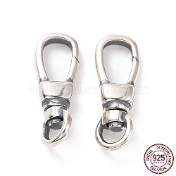 925 Sterling Silver Swivel Clasps, Antique Silver, 17.5x6.5x4mm, Hole: 2x3.5mm, Inner Diameter: 7x4mm(STER-D036-07AS)