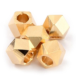 Brass Spacer Beads, Long-Lasting Plated, Faceted Column, Real 24K Gold Plated, 4x4~5mm, Hole: 2mm(KK-O133-202C-G)