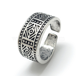Adjustable Alloy Wide Band Cuff Finger Rings, Size 6, Antique Silver, 16mm(X-RJEW-S038-011)