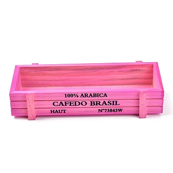 Wooden Plant Box & Storage Box, Rectangle with Word, Pink, 21.3x7.2x4.5cm