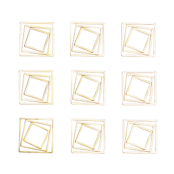 304 Stainless Steel Linking Ring, Square, Golden, 12x12x0.8mm/20x20x0.8mm/16x16x0.8mm, 30pcs/set