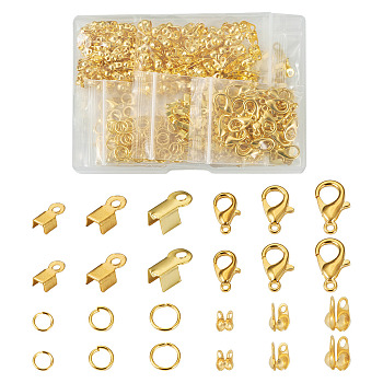 DIY Jewelry Making Finding Kit, Inclduing Iron Bead Tips & Cord Ends & Jump Rings, Zinc Alloy Lobster Claw Clasps, Golden, 990Pcs/box