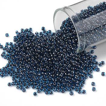 TOHO Round Seed Beads, Japanese Seed Beads, (294) Inside Color Blue Raspberry, 11/0, 2.2mm, Hole: 0.8mm, about 1110pcs/10g