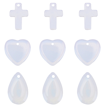 Opalite Pendants, with Iron and Brass Findings, Mixed Shapes, 30pcs/box