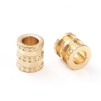 Brass Tube Beads, Long-Lasting Plated, Column, Real 18K Gold Plated, 6.5x6x6mm, Hole: 3mm