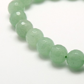 Natural Green Aventurine Beads Strands, Faceted, Round, 10mm, Hole: 1mm, about 37pcs/strand, 15.3 inch