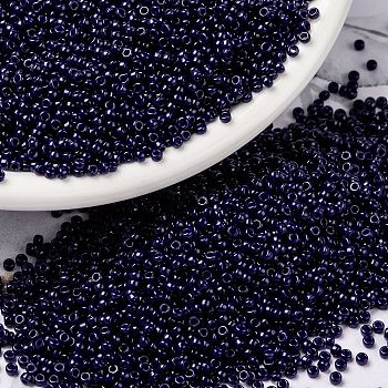 MIYUKI Round Rocailles Beads, Japanese Seed Beads, 15/0, (RR4494) Duracoat Dyed Opaque Indigo Navy Blue, 1.5mm, Hole: 0.7mm, about 5555pcs/10g
