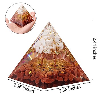 Crystal Pyramid Ornaments Healing Angel Crystal Pyramid Stone Blessing Pyramid for Home Office Decoration Gift Collection, 60x60x62mm