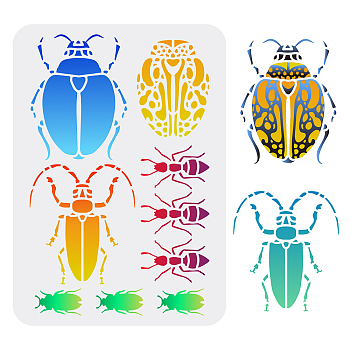 Plastic Drawing Painting Stencils Templates, for Painting on Scrapbook Fabric Tiles Floor Furniture Wood, Rectangle, Insects, 29.7x21cm