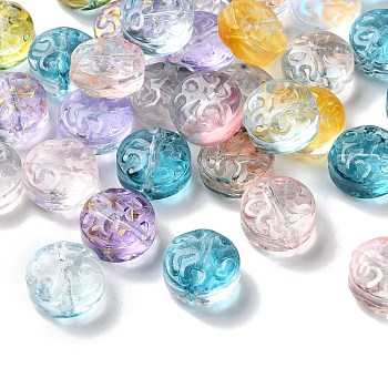 Transparent Glass Beads, Flat Round, Mixed Color, 10x6mm, Hole: 1mm
