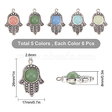 SUNNYCLUE 30Pcs 5 Color Synthetic Luminous Stone Pendants(FIND-SC0002-11)-2