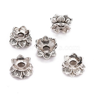 Buddhist Jewelry Findings Tibetan Style Lotus Double Sided Bead Caps(PALLOY-O042-03)-4